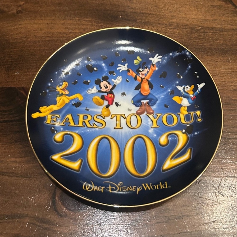 Disney Collector Plate Blue‎ Ears To You 2002 Mickey Goofy Disneyana Gift Decor